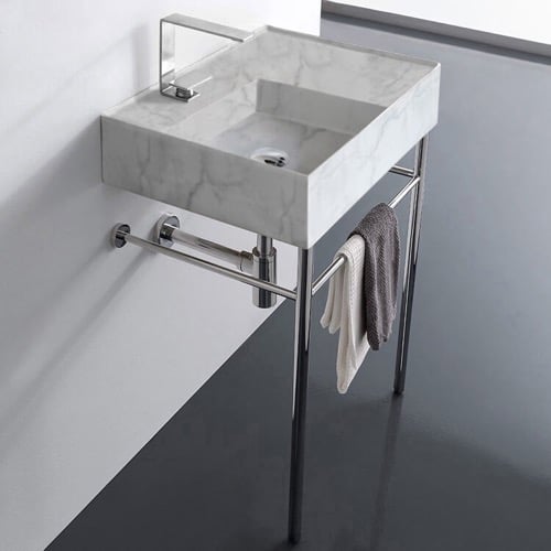 Small Modern Console Sink, Marble Style Sink, 24 Inch Small Modern Console Sink, Marble Style Sink, 24 Inch Scarabeo 5114-F-CON